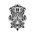 Tribal mask. Traditional totem symbol. Black tattoo in samoan style. Isolated on white background. Vector.