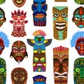 Tribal mask vector masking ethnic culture and aztec face masque illustration set of traditional aborigine masked symbol Royalty Free Stock Photo