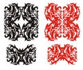 Tribal monster elements. Red and black on the white