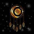 Tribal moon phases dream catcher in gold Royalty Free Stock Photo