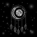 Tribal moon phases dream catcher in silver Royalty Free Stock Photo
