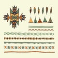 Tribal native American hand drawn set of symbols and design elem Royalty Free Stock Photo
