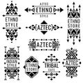 Tribal old mexican vector ornaments, indian nativity traditional logo