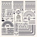 Tribal ornaments, ethnic pattern brushes, folkart illustrations clipart collection. Hand drawn elements for flyer