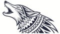 Tribal Pattern Howling Wolf Head Vector Graphic, vector design Generative AI Royalty Free Stock Photo