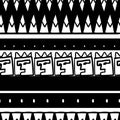 Tribal pattern texture with hand drawn african, aztec, maya creative drawing vector illustration. Black and white stripes patterns Royalty Free Stock Photo