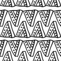 Tribal pattern texture with hand drawn african, aztec, maya creative drawing vector illustration. Black and white stripes patterns Royalty Free Stock Photo