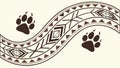 Tribal Paw Print Border with Geometric and Abstract Patterns, vector design Generative AI Royalty Free Stock Photo