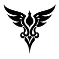 Tribal Phoenix Wing Design Black and white vector illustration Royalty Free Stock Photo