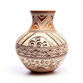 Tribal Pottery: Amerindian Carved Clay Pot With Patterns