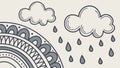 Tribal Rain Clouds: Patterned Design with Water Droplets, vector design Generative AI Royalty Free Stock Photo