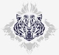 Tribal roaring tiger head and flames Royalty Free Stock Photo