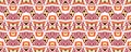 Tribal Seamless Border. Orange Bohemian Ornament.