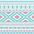 Tribal seamless pattern, aztec blue and pink background