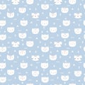 Tribal seamless pattern with little cats. Abstract geometric art print. Hand drawn ethnic background with cute animals Royalty Free Stock Photo