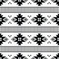 Tribal seamless stripe pattern in Aztec style. Ethnic geometric Native American pattern design in black and white colors. Royalty Free Stock Photo