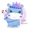 Tribal Series Cute Hippo Illustration