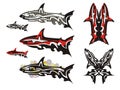 Tribal shark set Royalty Free Stock Photo