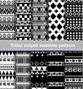 Tribal striped seamless patterns