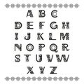 Tribal style alphabet. Royalty Free Stock Photo