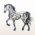 Tribal Style Vector Horse Illustration With Calligraphic Lines Royalty Free Stock Photo