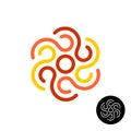 Tribal sun or other abstract design element logo. Line style thin lines symbol.