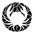 Tribal tattoo art with white crab silhouette