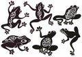 Black and white Frog silhouettes. Collection of vector frogs. Vector illuctration