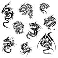 Tribal Tattoo Dragons Design Elements Royalty Free Stock Photo