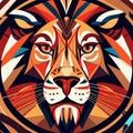 Tribal tiger head. Abstract colorful background. Vector illustration. AI generated Royalty Free Stock Photo