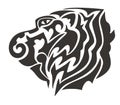 Tribal tiger head. Black on the white