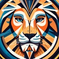 Tribal tiger head vector illustration. Colorful t-shirt print design. AI generated Royalty Free Stock Photo