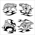 Tribal tigers - vector set Royalty Free Stock Photo