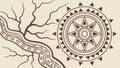 Tribal Tree with Compass Rose: Symbolic Nature and Directional Path, vector design Generative AI Royalty Free Stock Photo