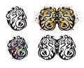 Tribal twirled dragon and dragon butterfly Royalty Free Stock Photo