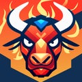 Tribal vector illustration of a bull head on a fire background Generative AI Royalty Free Stock Photo