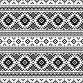 Tribal vector seamless Aztec pattern. Black and white colors. Abstract ethnic geometric art print design. Royalty Free Stock Photo