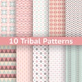10 Tribal vector seamless patterns (tiling).
