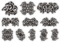 Tribal wavy dragon head symbols