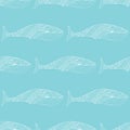 Tribal whale seamless pattern.