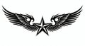 Tribal Winged Star Tattoo Emblem. Vector Blackwork Design Royalty Free Stock Photo
