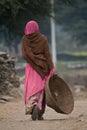 Tribal woman walking