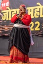 Tribal women of Uttarakhand wearing traditional attire and dancing Royalty Free Stock Photo