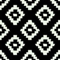Tribal wonky simple geometric design of black and white color. Vector ethnic seamless pattern