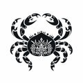 Tribal Zodiac Crab Design: Monochromatic Graphic Inspired By Balinese Art