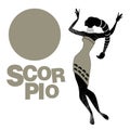 Tribal zodiac. Scorpio. Elegant woman wearing necklaces and hairstyle simulating the tail of a scorpion