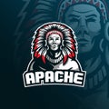 Tribe apache vector mascot logo design with modern illustration concept style for badge, emblem and tshirt printing. tribe Royalty Free Stock Photo