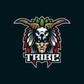 Tribe mascot logo design with modern illustration concept style for badge, emblem and t shirt printing. Tribe head illustration Royalty Free Stock Photo