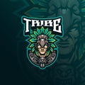 Tribe mascot logo design vector with modern illustration concept style for badge, emblem and t shirt printing. Men tribe head Royalty Free Stock Photo