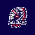 Tribe mascot logo design vector with modern illustration concept style for badge, emblem and t shirt printing. Tribe head Royalty Free Stock Photo